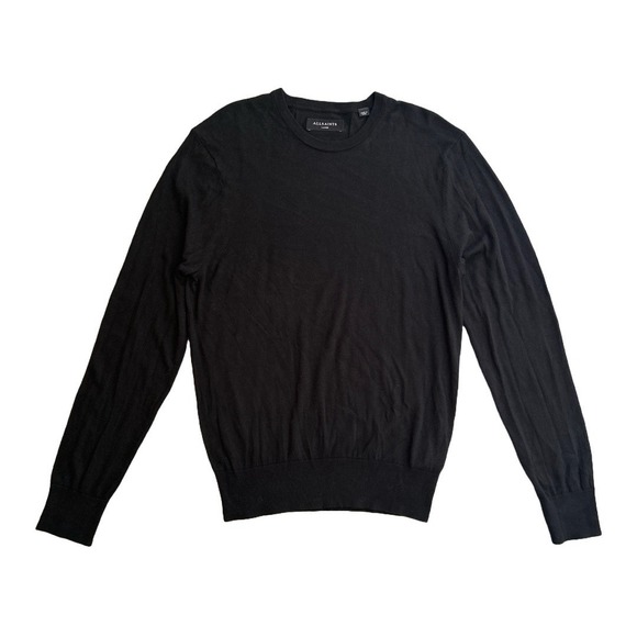 AllSaints Nolan Crewneck Black Sweater‎ Men's Size Large Pullover Wool Blend - Picture 1 of 8